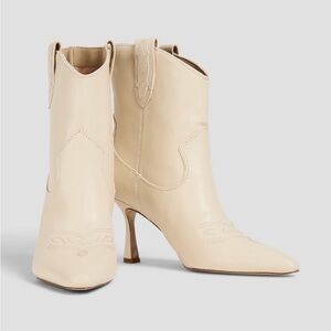 Sam Edelman Cream Western-Style Heeled Ankle Boots